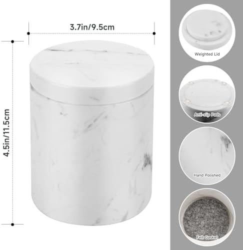 Natural Marble Canister, Cotton Qtip Holder - Image 2