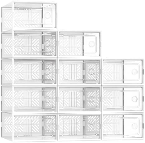 SONGMICS Stackable Shoe Boxes, Ventilated Clear by Unknown