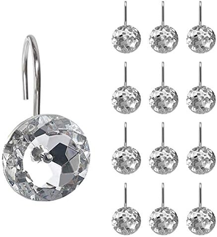 12 Pcs Bling Rhinestones Shower Curtain Hooks Bathroom Rolling Hooks by EleCharm