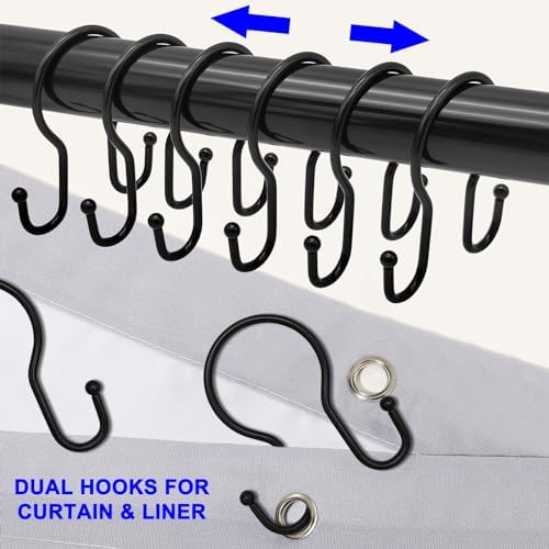 Double Shower Curtain Hooks Rings, Glide Smoothly Double Shower Rings - Image 5
