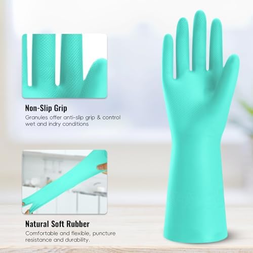 KAQ Rubber Cleaning Gloves for Dishwashing: 4 Pairs Colorful Reusable Kitchen - Image 2
