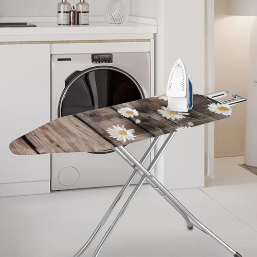 Daisy Flower Wood Grain Brown Ironing Board Cover Soft Table Top Home - Image 2