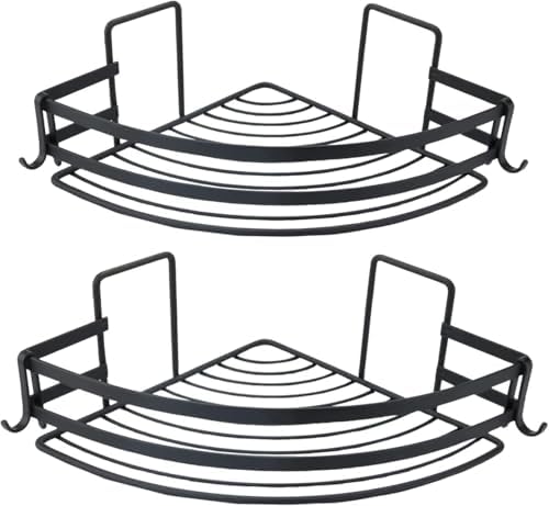 Corner Shower Caddy Shelves, 2 Pack Black Stainless Steel Organizer by RoyalHouse