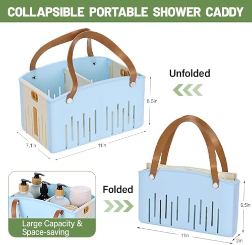 Portable Shower Caddy Collapsible Plastic Shower Basket Tote - Image 2