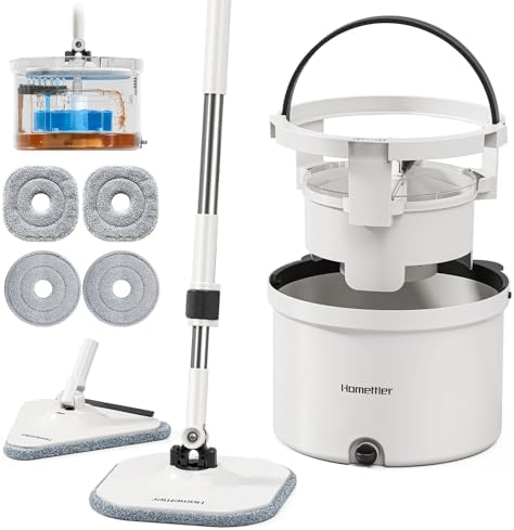 HoMettler Mop and Bucket Set, Dual-Tank Clean/Dirty Water Separation, by Homettler