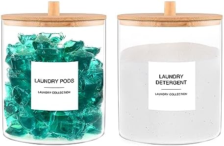 Glass Jars for Laundry Room Organization, Laundry Pods Container by TIPGO