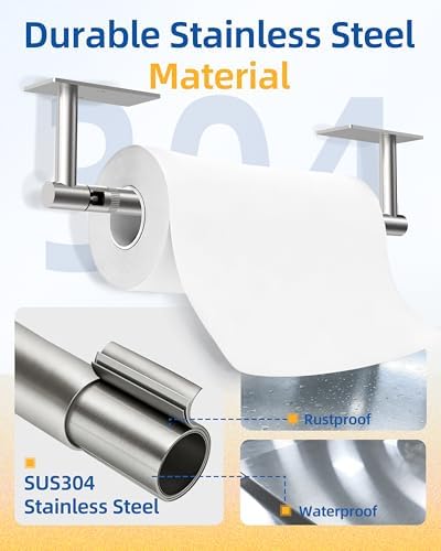 RUACQ Paper Towel Holder Under Cabinet, Stainless Steel - Image 5