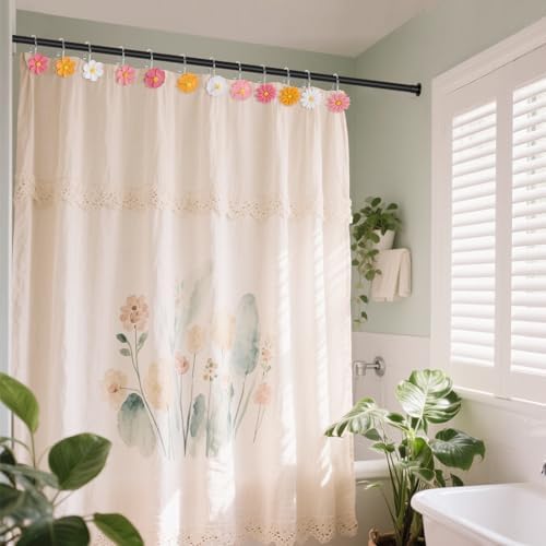 Flower Shower Curtain Hooks, 12 Pack Rustproof Stainless Steel Decorative - Image 2