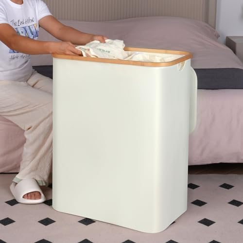 efluky Laundry Hamper with Lid, 160L Tall Laundry Basket with Bamboo Handles - Image 6