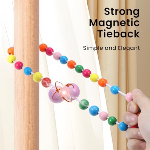 KLOGTSIND Magnetic Curtain Tiebacks, 2 Pack Wood Bead Curtain Holdbacks - Image 6