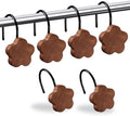 12-Piece Wood Flower Shower Curtain Hooks by CTOHN