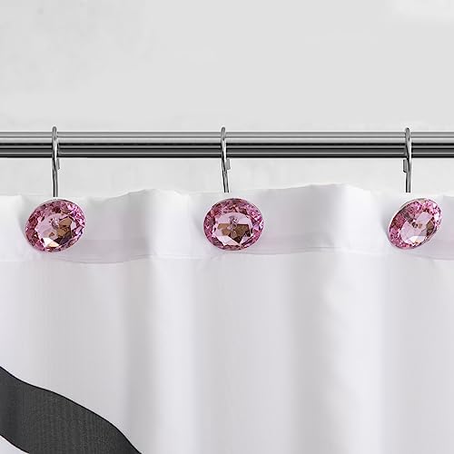 HBlife 12 Pcs Acrylic Decorative Rolling Diamond Shower Curtain Hooks Rust - Image 5