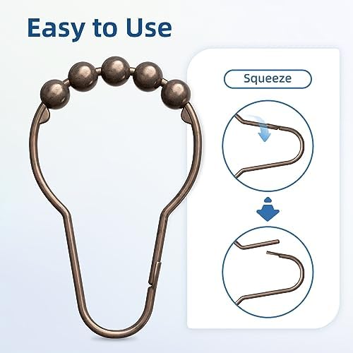 Titanker Shower Curtain Hooks Rings, Rust-Resistant Metal Shower Curtain Hooks - Image 2