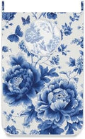 Blue and White Peony Flowers Butterfly Hanging Laundry Hamper Door Hampers Bag by Tatenale
