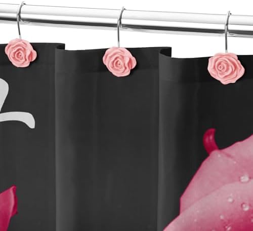 Cute Rose Floral Shower Curtain Hooks Rings - Image 5