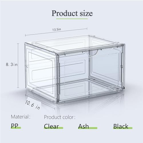 8 Pack XL Shoe Storage Box Organizer, Drop Side Large Shoe Boxes Clear Plastic - Image 4