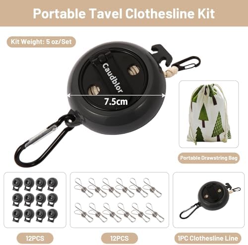 Portable Travel Clothesline Cord, Caudblor Adjustable 33ft Camping Clothes line - Image 5