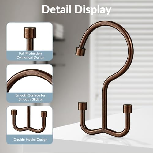 OEH Shower Curtain Hooks, Durable Shower Curtain Hooks Rust Proof, Shower Rings - Image 4