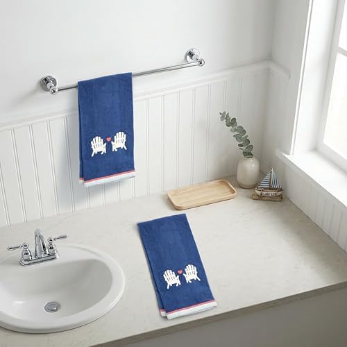Ritz 2-Piece Cotton Velour Bathroom Hand Towel Set, Embroidered Adirondack - Image 5