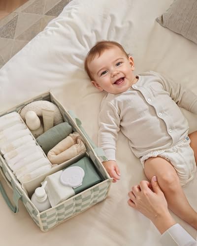 Blissful Diary Checkered Diaper Caddy Organizer, Storage Basket - Image 7