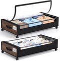 Yecaye Under Bed Storage with Wheels, Underbed Shoe Storage Organizer, Rolling by Yecaye