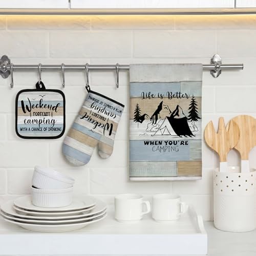 Sratte 6 Pcs Kitchen Decor Accessories Set, Wood Light Blue - Image 2