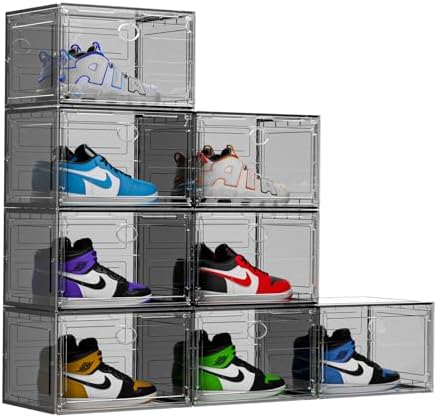 KEFA XL Shoe Storage Box Organizer, 8 Pack Shoe Boxes Clear Plastic Stackable by KEFASTORAGEBOX