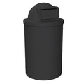 Campus Collection 55 Gallon Round Heavy-Duty Plastic Commercial Outdoor or Indor Trash Can with Push Open Dome Lid and Internal Liner | Great for Schools and Businesses - Black