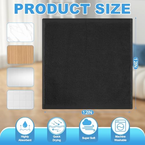 100% Cotton Washcloths Set, 12x12 Inch Black - Image 4