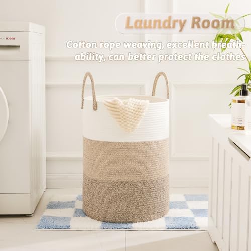 Artfeel Laundry Basket, Woven Cotton Rope Laundry Hamper, 80L - Image 2