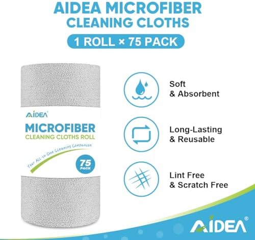 AIDEA Microfiber Cleaning Cloth Roll-75PK, Reusable Paper Towels 11.5×11.5" - Image 2