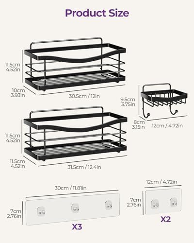 ODesign 3 Pack Adhesive Shower Caddy, Stainless Steel Shower Shelves - Image 2