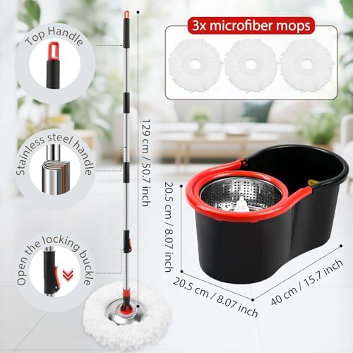 Spin Mop and Bucket with Wringer Set, 360° Spinning Mop and Bucket System with - Image 2