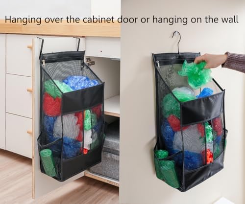 ALYER Hanging Plastic Grocery Bag Holder and Dispenser, Mesh Over the Cabinet - Image 6