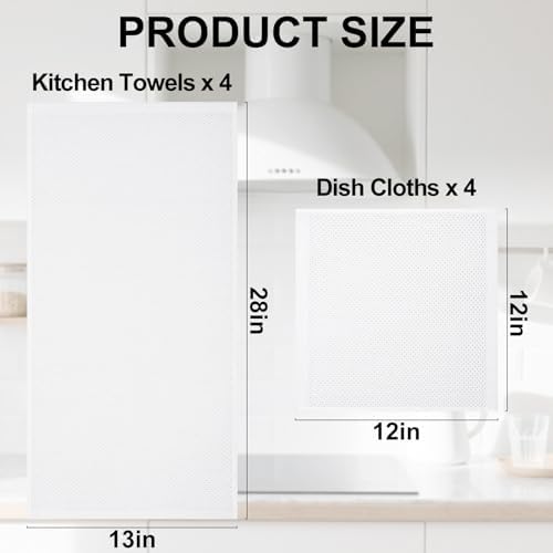 Homaxy 8 Pack 100% Cotton Kitchen Towels and Dishcloths Set - Image 4