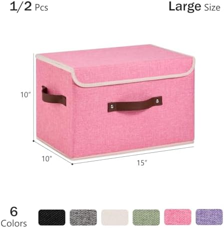 2PCS Storage Bins Boxes with Lids Decorative Fabric Baskets - Image 3
