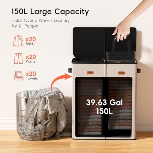 150L Double Laundry Hamper - Image 4
