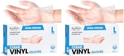 ForPro Disposable Vinyl Gloves, Industrial Grade, Powder & Latex Free, by ForPro+Professional+Collection