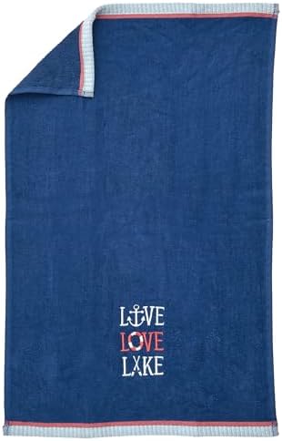 Ritz 2-Piece Cotton Velour Bathroom Hand Towel Set, Embroidered Live Love Lake - Image 6