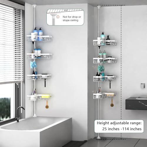 DAOYA Corner Shower Caddy Tension Pole 4 Tier Shower Caddy Organizer White - Image 2