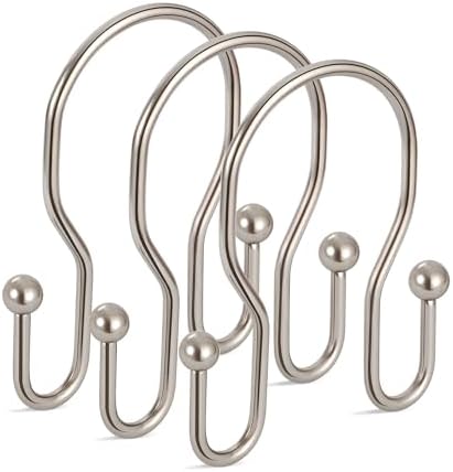 12 Pack Double Shower Curtain Hooks Rings, TENOVEL Double Sided Shower Curtain by TENOVEL