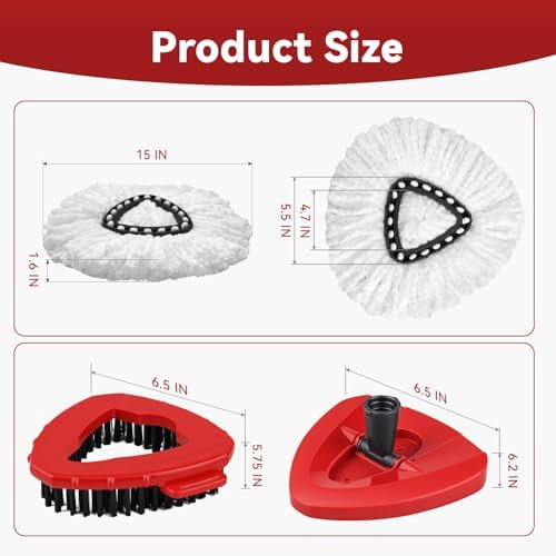 8 Pack Mop Replace Head with 1 Base Plate, 1 Scrub Brush Head - Image 2