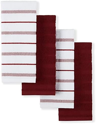 KitchenAid Albany Kitchen Towel 4-Pack Set, Smoked Paprika Red/White by KitchenAid