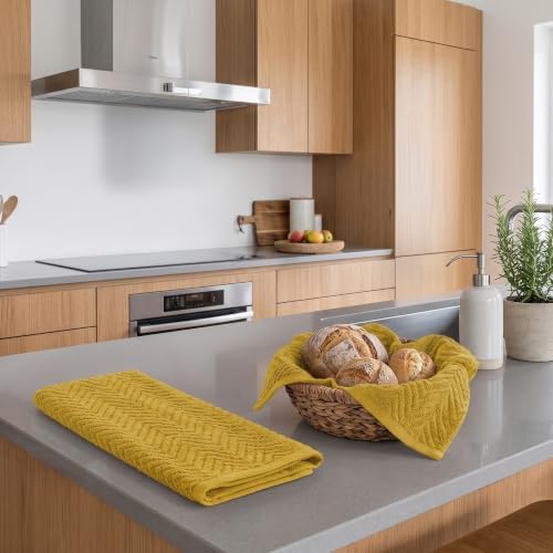 DecorRack 100% Cotton Kitchen Towels 15x25 in, Mustard Set - Image 6
