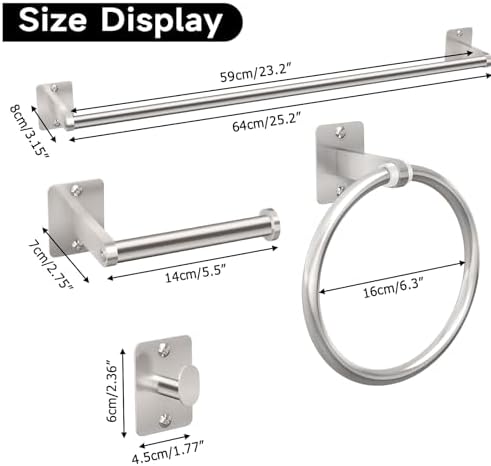 KLJKPA 8-Piece Brushed Nickel Bathroom Hardware Set, 24 inch Towel Bar - Image 7