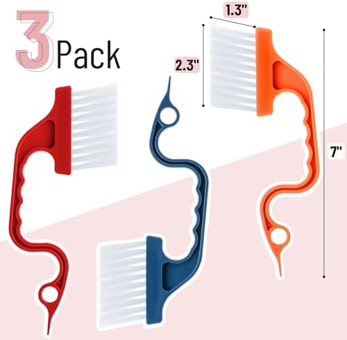Slick- Window Track Cleaning Brush, 3 Pack, Ergonomic Handle, Built-in Scraper - Image 2
