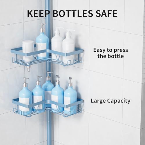 KEGII Shower Caddy Tension Pole, L-Shaped Corner Bathroom Organizer - Image 4