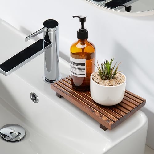 Farmhouse Bathroom Counter Organizer Wooden Display Stand Kitchen Tray - Image 6