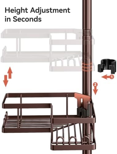 YASONIC Corner Shower Caddy Tension Pole, 25.7-109.1in Adjustable Shower Shelves - Image 4