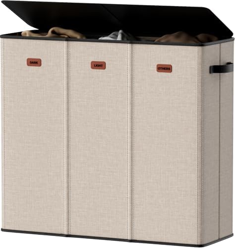 185L Laundry Hamper 3 Section, Laundry Hamper by Vexalora